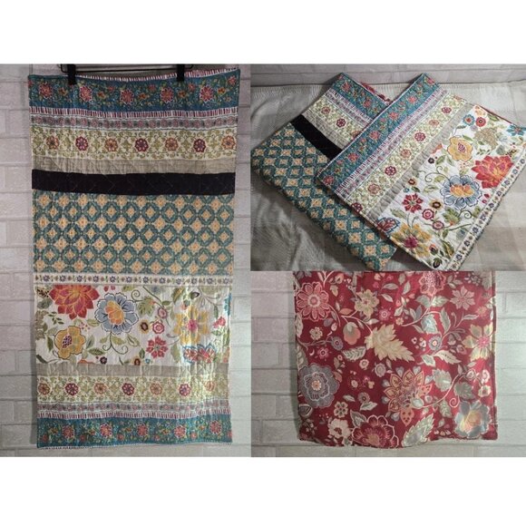 Set of 2 King Size Pillowcases Covers Colorful Quilted Floral Bohemian - Picture 1 of 5